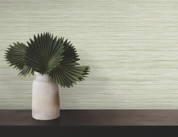 Lorn Green Faux Grasscloth Wallpaper