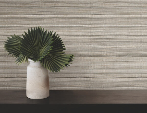 Lorn Taupe Faux Grasscloth Wallpaper