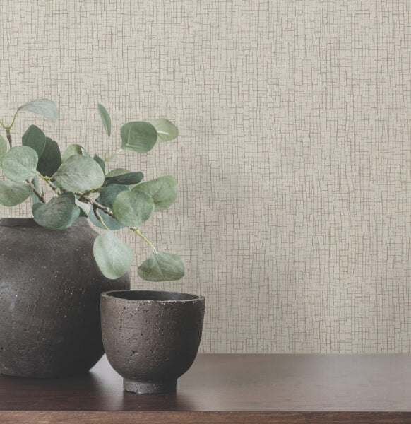 Aden Taupe Linear Abstract Wallpaper