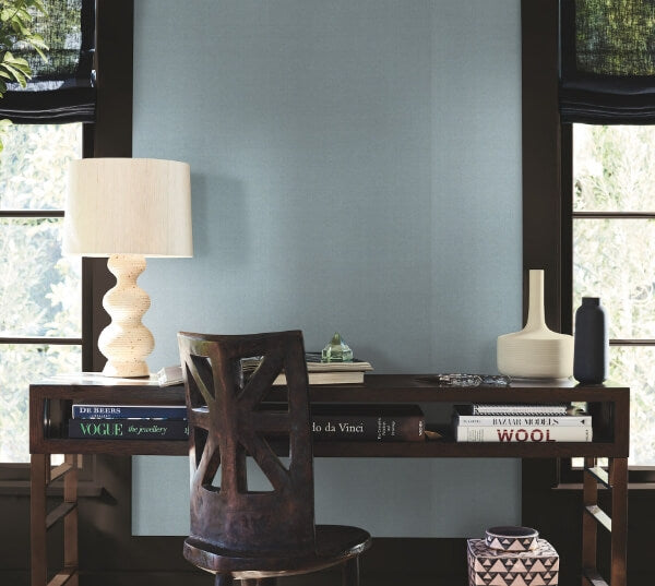 Woven Linen Sky Blue Wallpaper