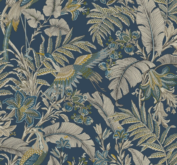 Heronwood Navy Wallpaper