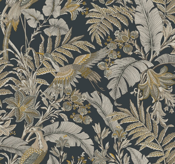 Heronwood Black Wallpaper