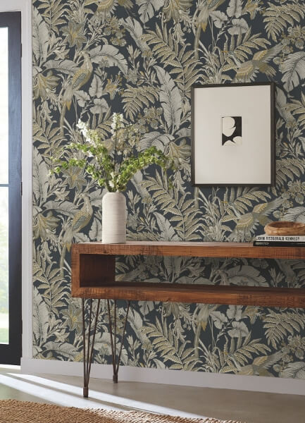 Heronwood Black Wallpaper