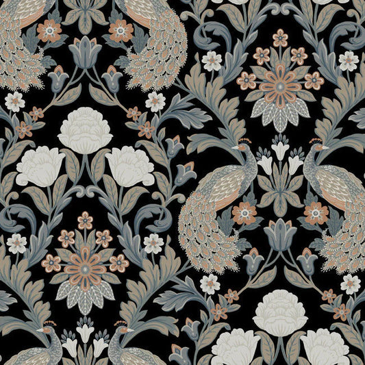 Plume Dynasty Black Wallpaper