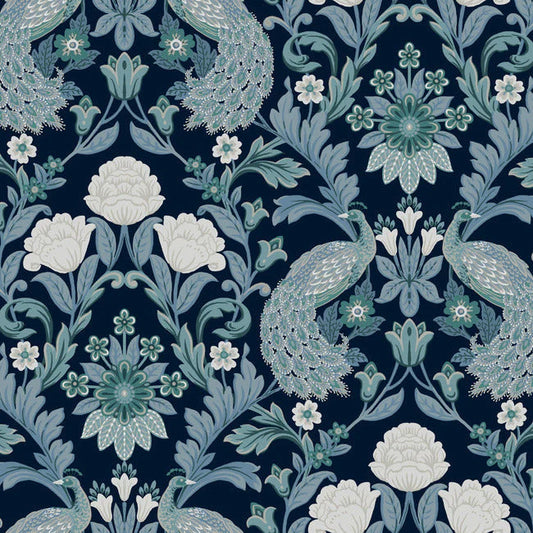 Plume Dynasty Navy Wallpaper