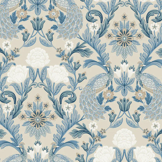 Plume Dynasty Blue Wallpaper