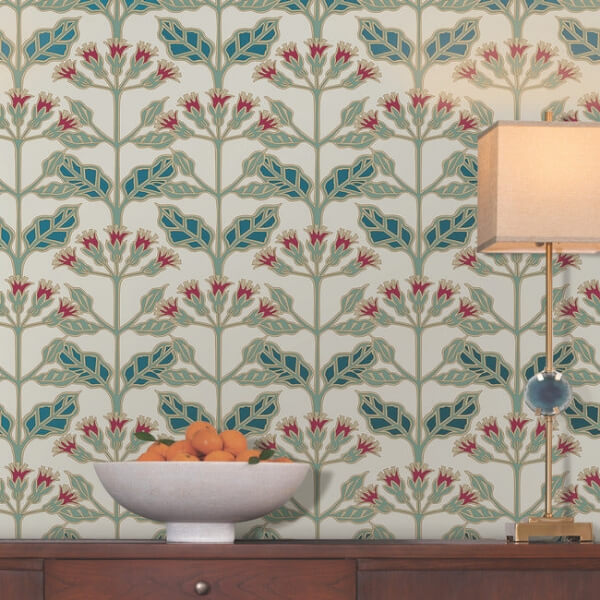 Tracery Blooms Cream Metallic Wallpaper