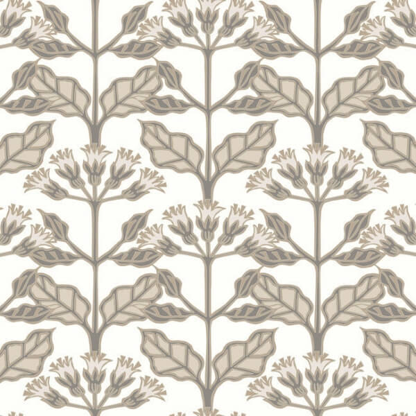 Tracery Blooms White Wallpaper