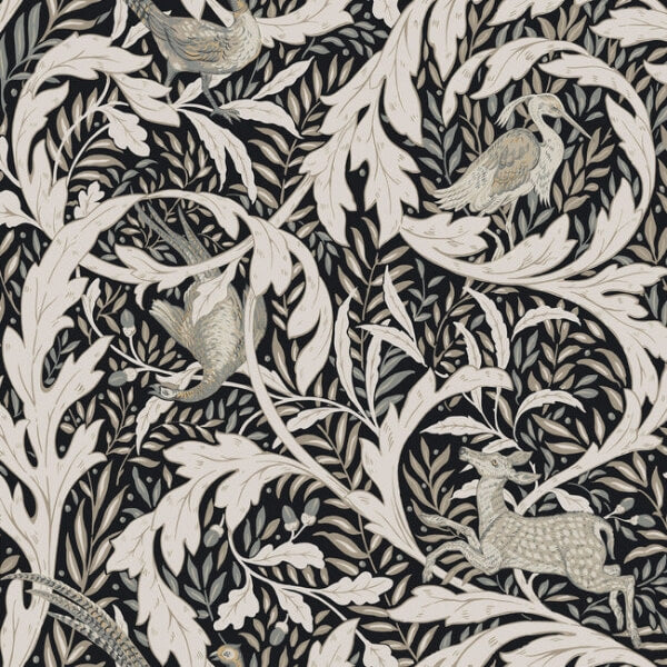 Woodland Tapestry Black Wallpaper