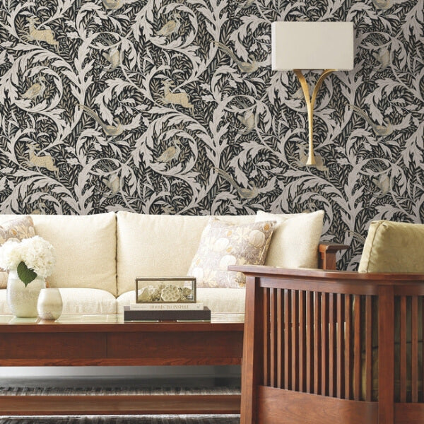 Woodland Tapestry Black Wallpaper