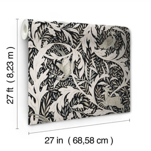 Woodland Tapestry Black Wallpaper