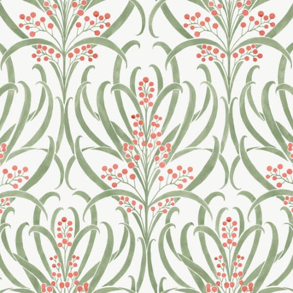 Calluna White & Berry Metallic Wallpaper