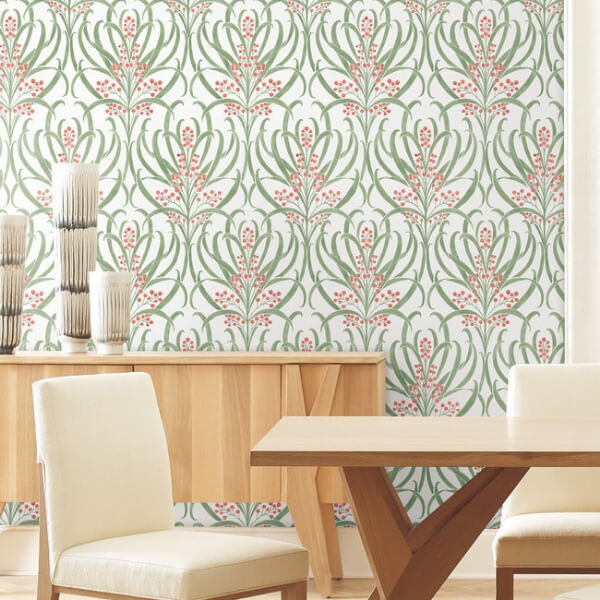 Calluna White & Berry Metallic Wallpaper