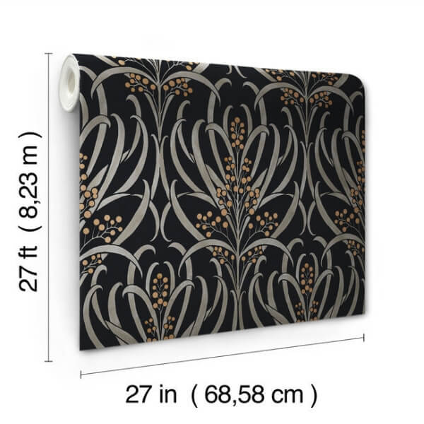 Calluna Black & Gold Metallic Wallpaper