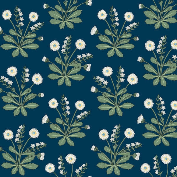 Meadow Flowers Navy & White Wallpaper