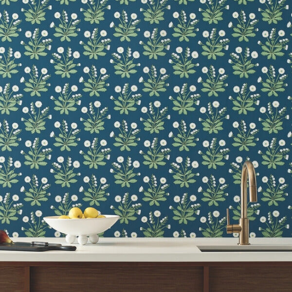 Meadow Flowers Navy & White Wallpaper