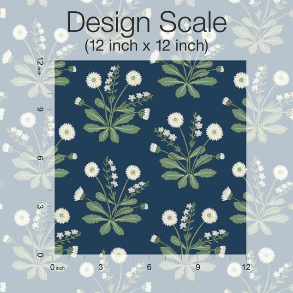 Meadow Flowers Navy & White Wallpaper