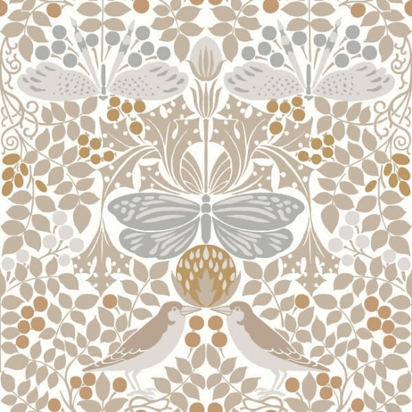 Butterfly Garden White Wallpaper