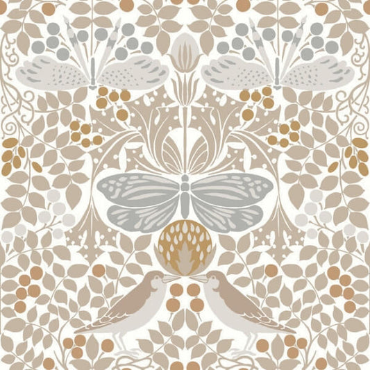 Butterfly Garden White Wallpaper