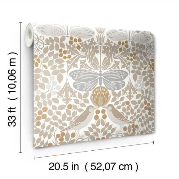 Butterfly Garden White Wallpaper
