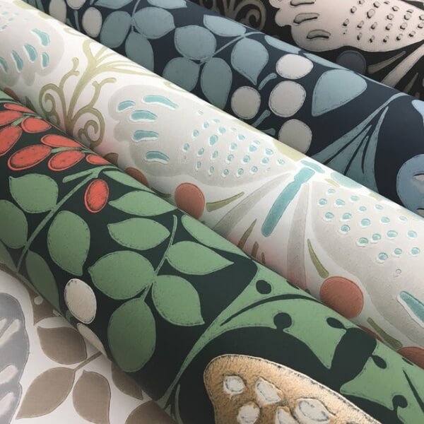 Butterly Garden Green & Blue Wallpaper