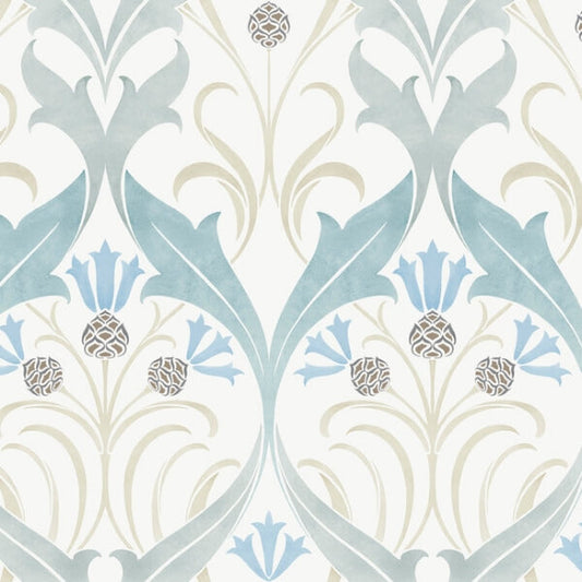 Pine Cone Ribbon Teal Wallpaper