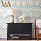 Pine Cone Ribbon Teal Wallpaper