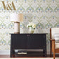 Pine Cone Ribbon Green & Blue Metallic Wallpaper