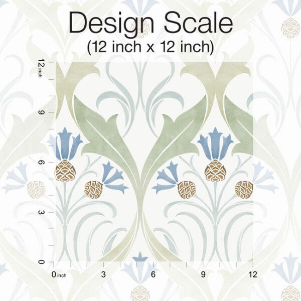 Pine Cone Ribbon Green & Blue Metallic Wallpaper