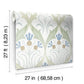Pine Cone Ribbon Green & Blue Metallic Wallpaper