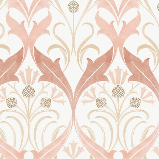 Pine Cone Ribbon Blush Wallpaper