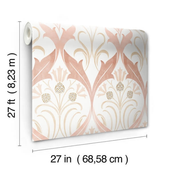 Pine Cone Ribbon Blush Wallpaper