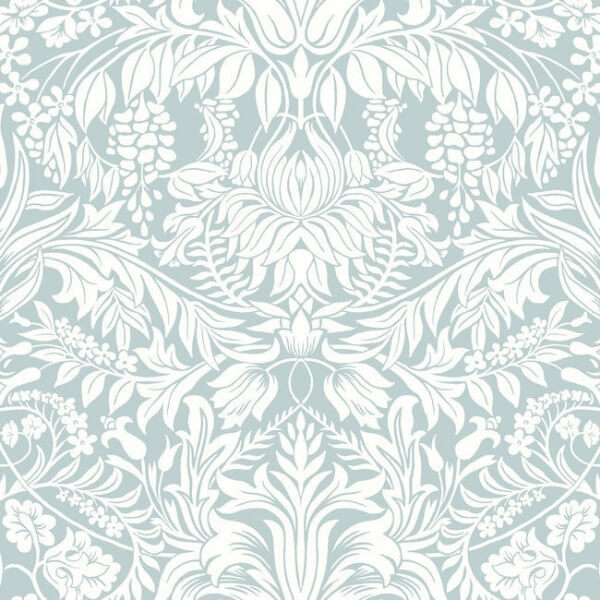 Lockwood Damask Light Blue Wallpaper