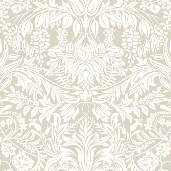 Lockwood Damask Beige Wallpaper