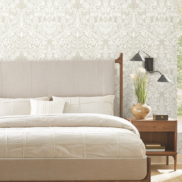 Lockwood Damask Beige Wallpaper