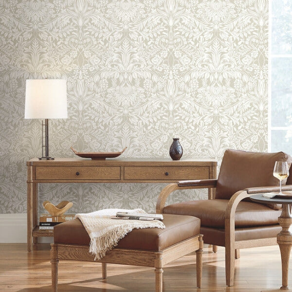 Lockwood Damask Beige Wallpaper
