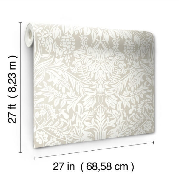 Lockwood Damask Beige Wallpaper