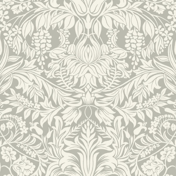 Lockwood Damask Grey Wallpaper