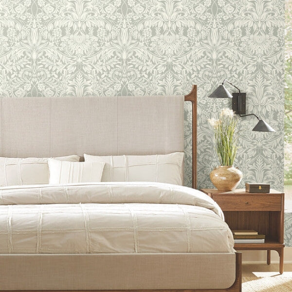 Lockwood Damask Grey Wallpaper
