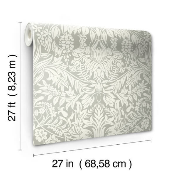 Lockwood Damask Grey Wallpaper