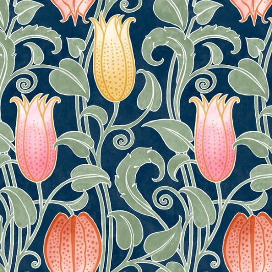 Canterbury Bells Navy Wallpaper