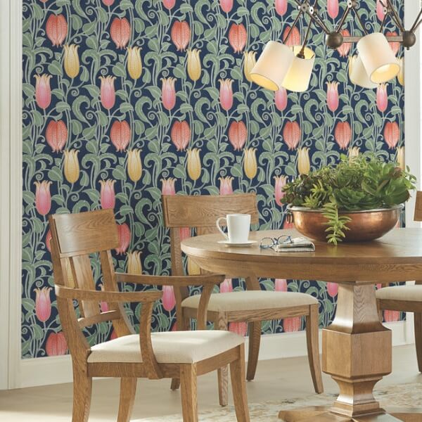 Canterbury Bells Navy Wallpaper