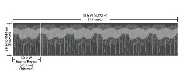 Oakwood Grove Black Wallpaper