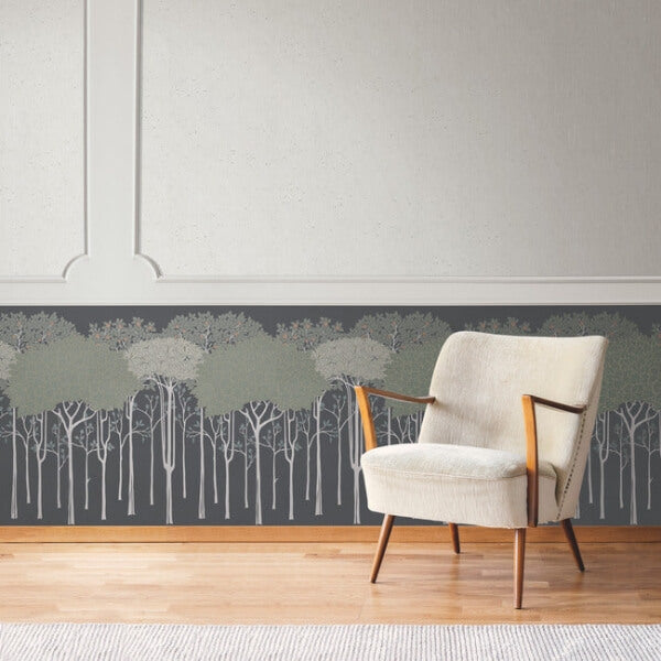 Oakwood Grove Black Wallpaper