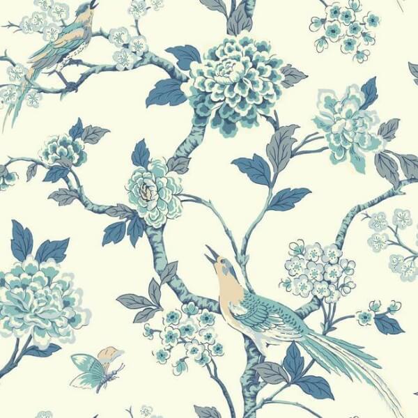 Fanciful Blue & White Wallpaper