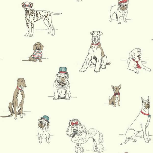 Dog's Life Red & Blue Wallpaper