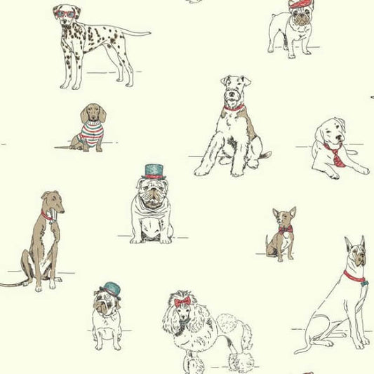Dog's Life Red & Blue Wallpaper