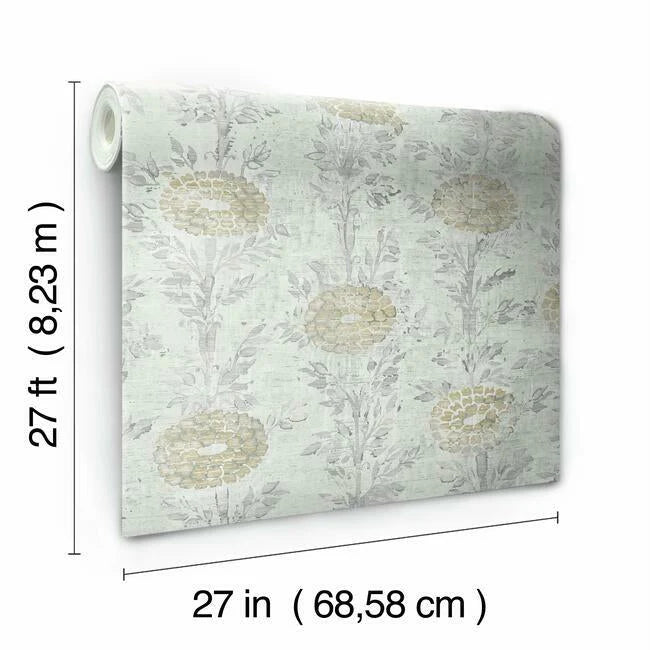 White/Gold French Marigold Wallpaper