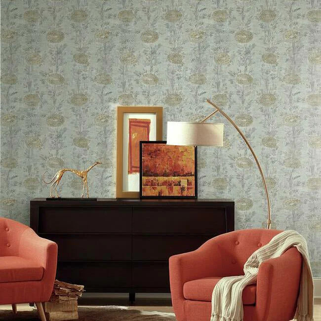 White/Gold French Marigold Wallpaper
