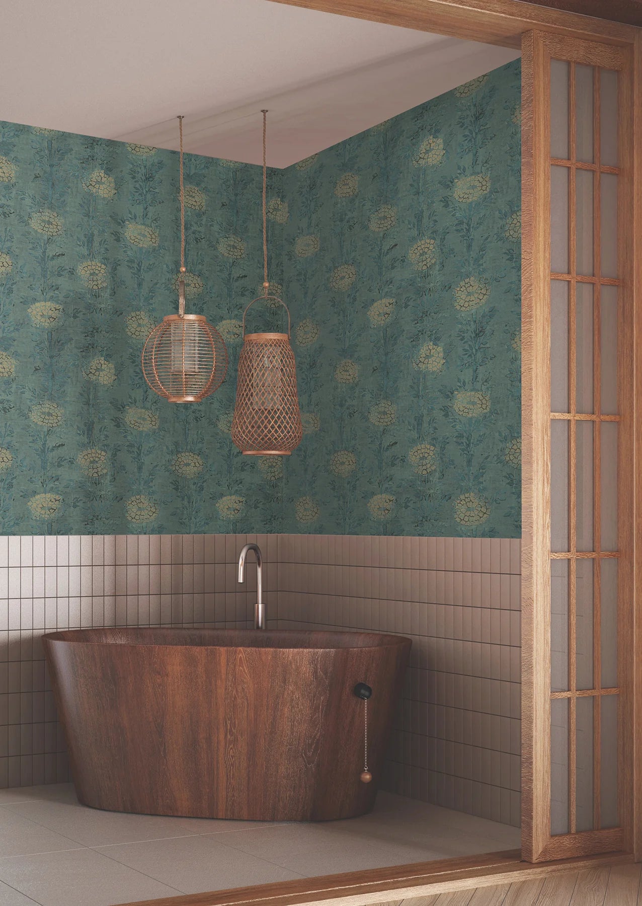 Tale/Gold Marigold Wallpaper